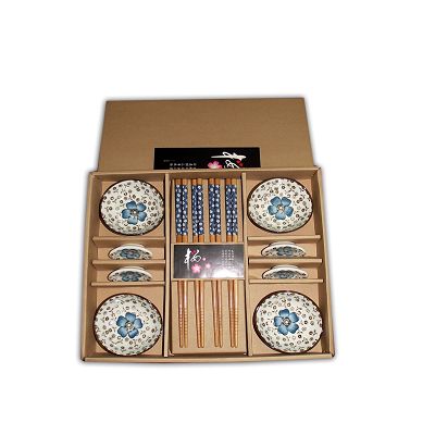 d0110047藍櫻風味陶瓷四人餐具組